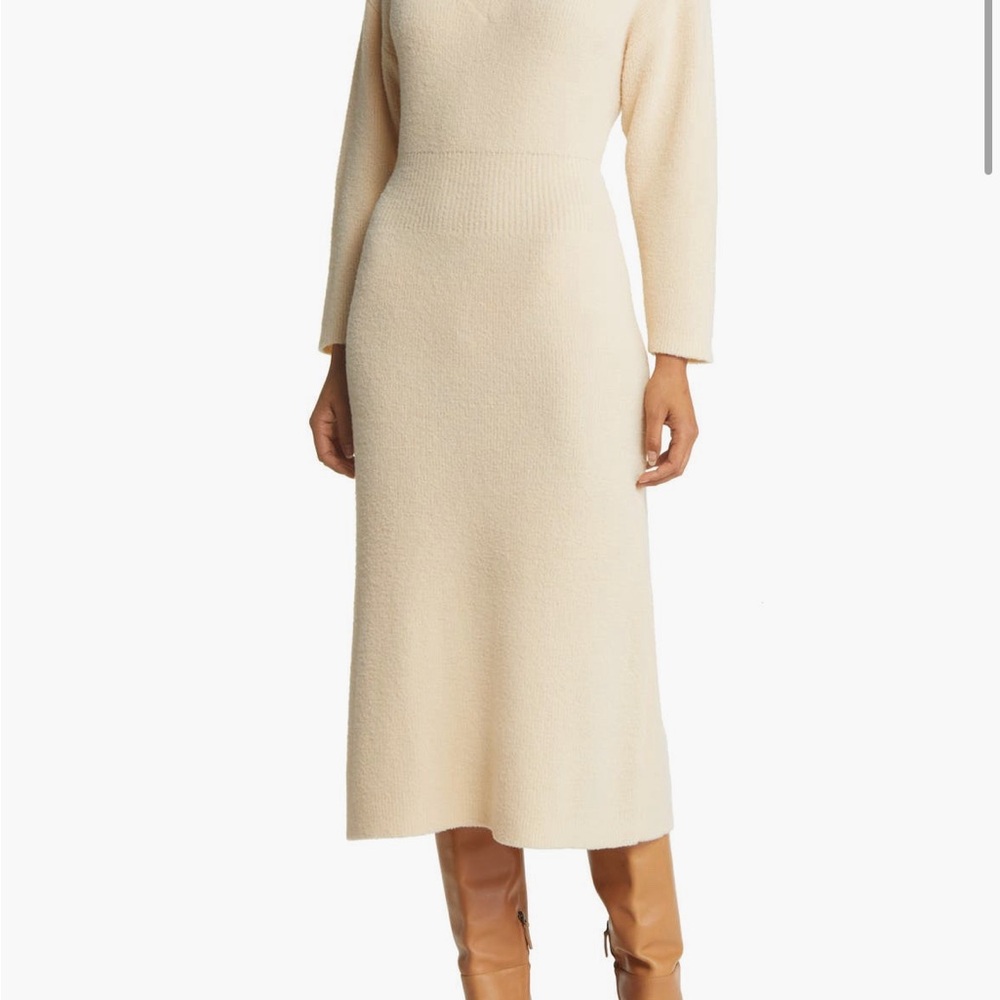 Halogen Burnt Beige Long Sleeve Midi Sweater Dress - Size XS